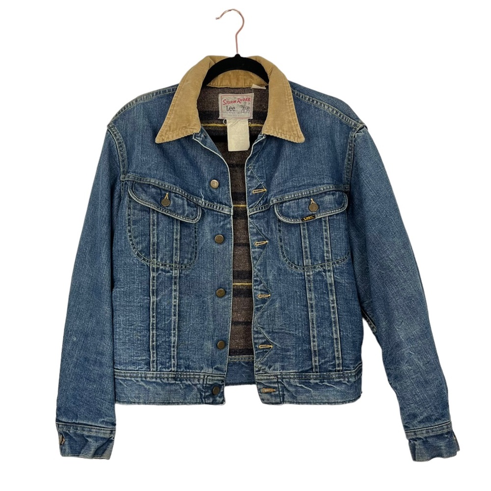 VINTAGE 1970s Lee Storm Rider Denim Jacket with Alaskan Lining & Corduroy Collar